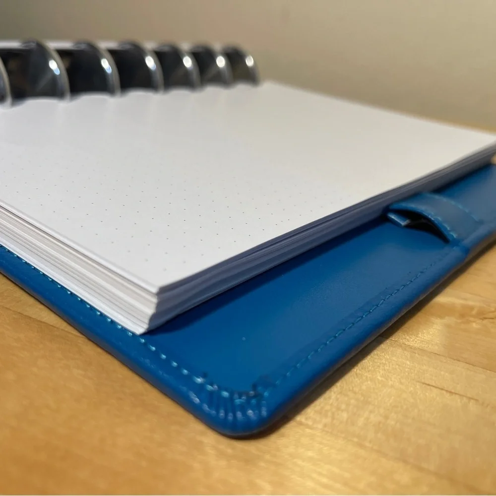M by Staples arc Blue Leather Planner with Silver Tone Rings